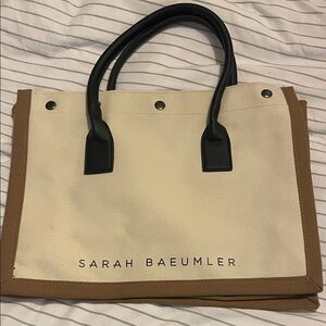 Cream and Tan Tote Bag